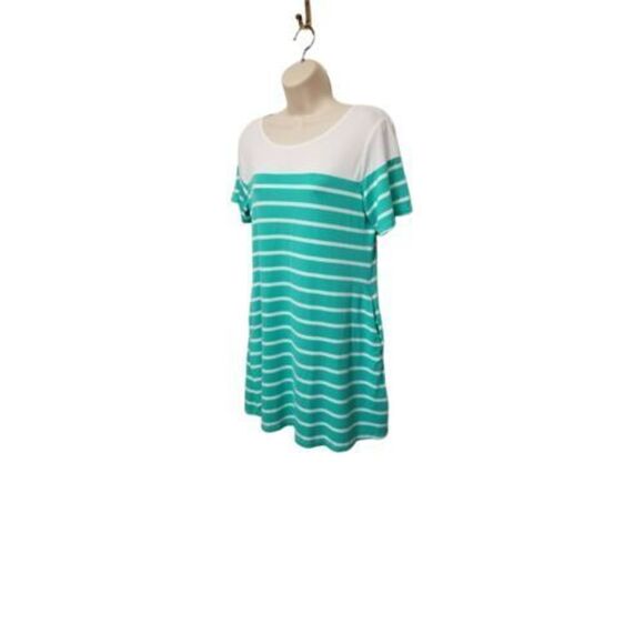 Yelete Multicolor Green & White Striped Dress Size M - Picture 3 of 7